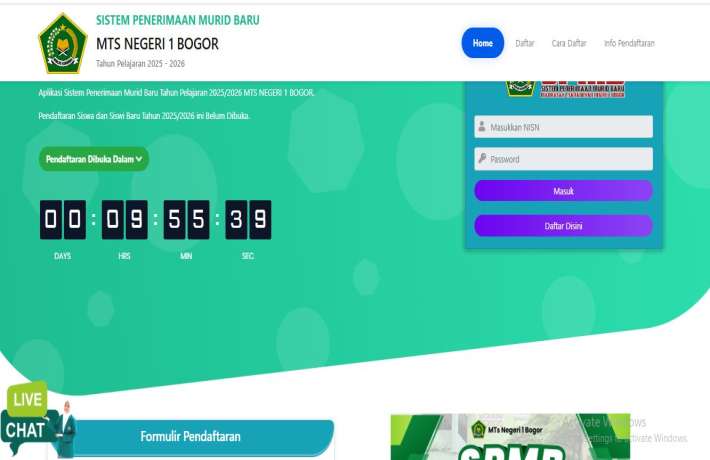 PENGUMUMAN SPMB WAKTU PENDAFTARAN